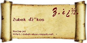 Zubek Ákos névjegykártya
